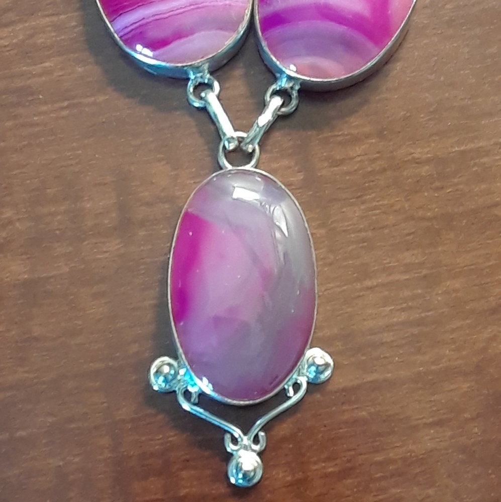 🔥New!  78 + tcw Hot Pink Botswana Agate .925 +🎁 - Picture 6 of 7